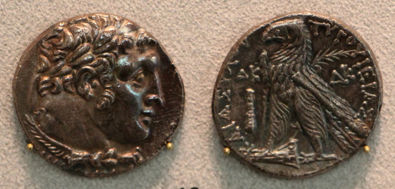 Silver shekel of Tyre — laureate head of Melqart and an eagle standing on a ship's prow