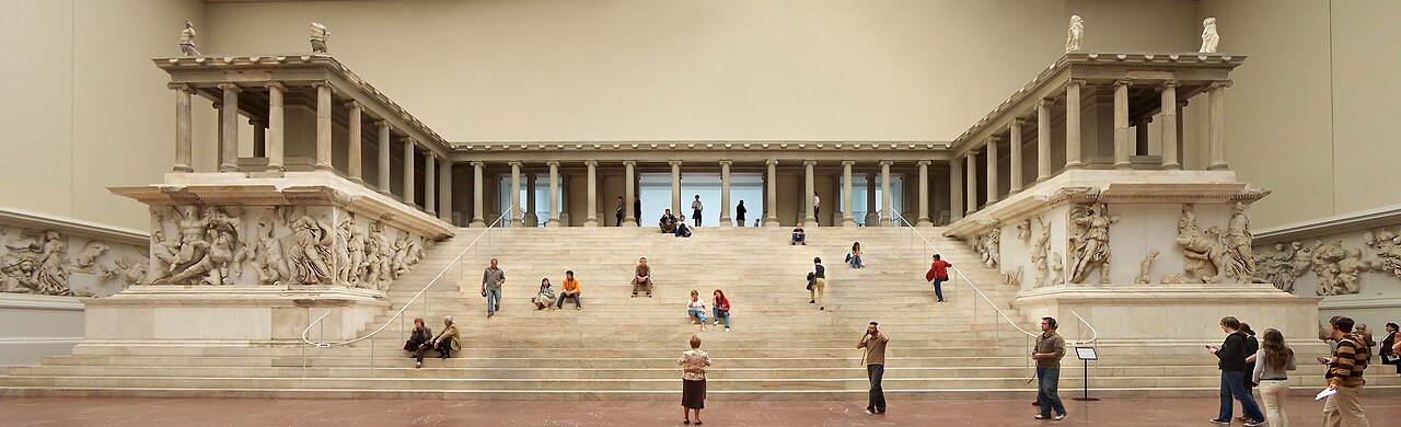 The Great Altar of Pergamon, reconstructed in the Pergamon Museum, Berlin.