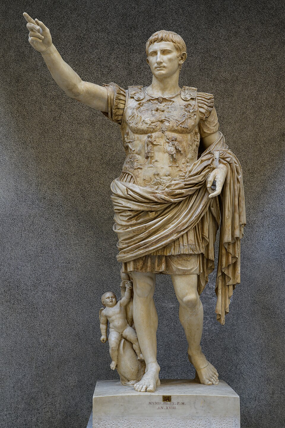 The Augustus of Prima Porta, marble statue of the first Roman emperor.
